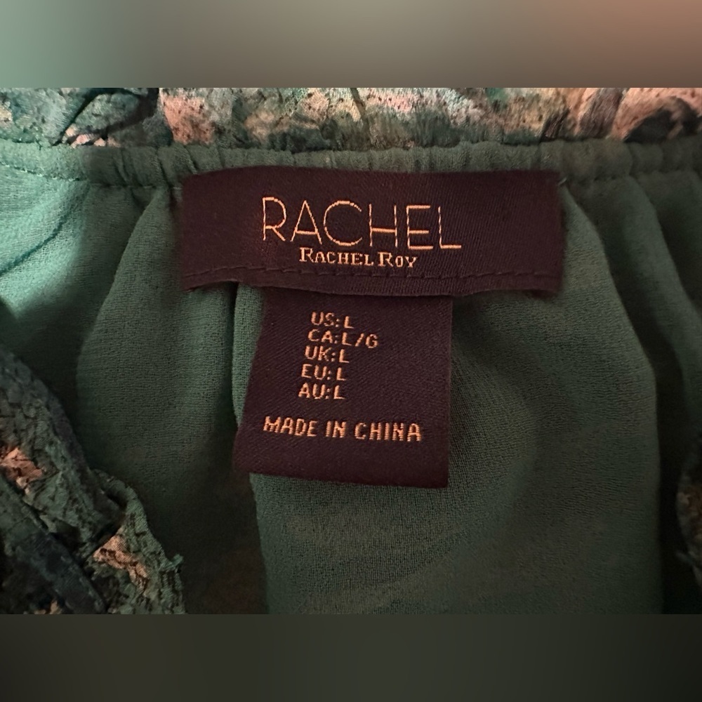 RACHEL Rachel Roy Green Mini Pom Pom V Neck Blouse - Picture 5 of 10